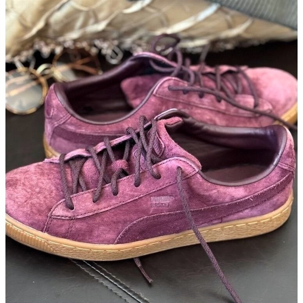 Puma Burgundy Suede Sneakers Preppy European Chic Size 7